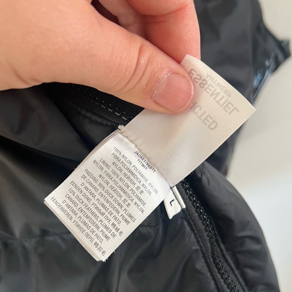 Essentiel Antwerp Black Gloss Oversized Quilted Duck Down Hooded Puffer Jacket - Picture 15 of 16